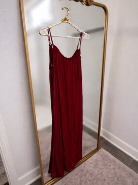 Zara Burgundy Red Maxi Dress with Spaghetti Straps